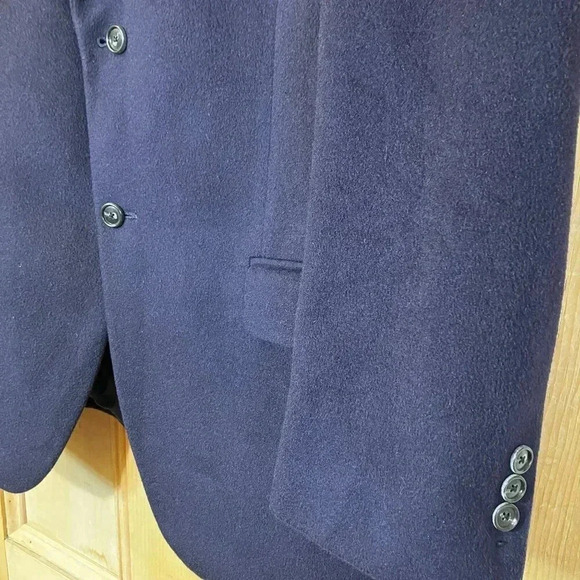 Lands' End Mens Vintage Y2K 100% Cashmere Luxury Blazer Jacket 43R Blue FA EXC - Picture 4 of 12